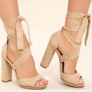 Lulu’s suede tie up heels